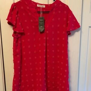 NWT French Laundry Vibrant Red Floral Top